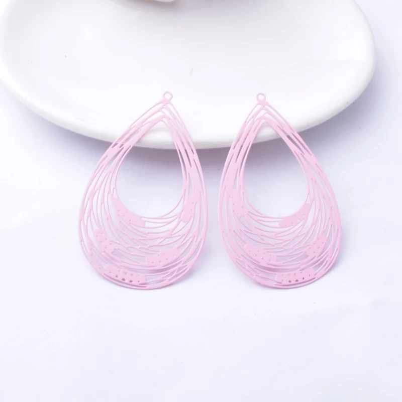 30 Stück AB3501 Messing Bemalte Große Filigrane Wassertropfen-Anhänger DIY Schmuck Ohrring-Zubehör – Detail 7