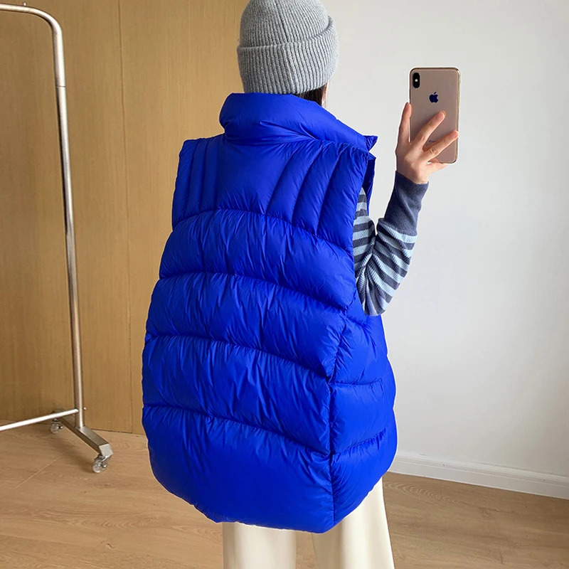 Streetwear Designer Women Sleeveless vest 2022 Winter down jacket Oversized Solid Fashion Turtleneck waistcoat Lady INKEO 2O274