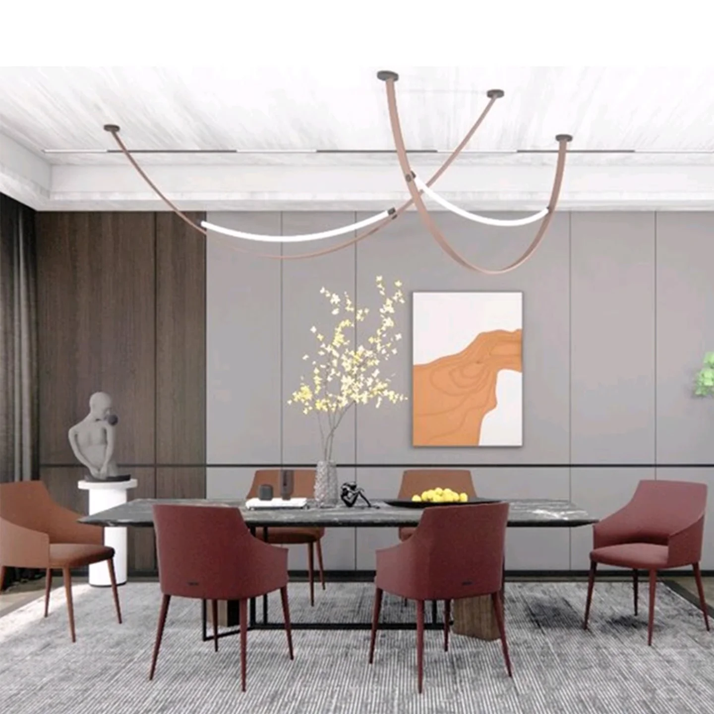 

Wabi Sabi Italian Minimalist Leather Ceiling Chandelier Hanging Led Pendant Lighting Lamp for Loft Living Room Home Decor Aesthe