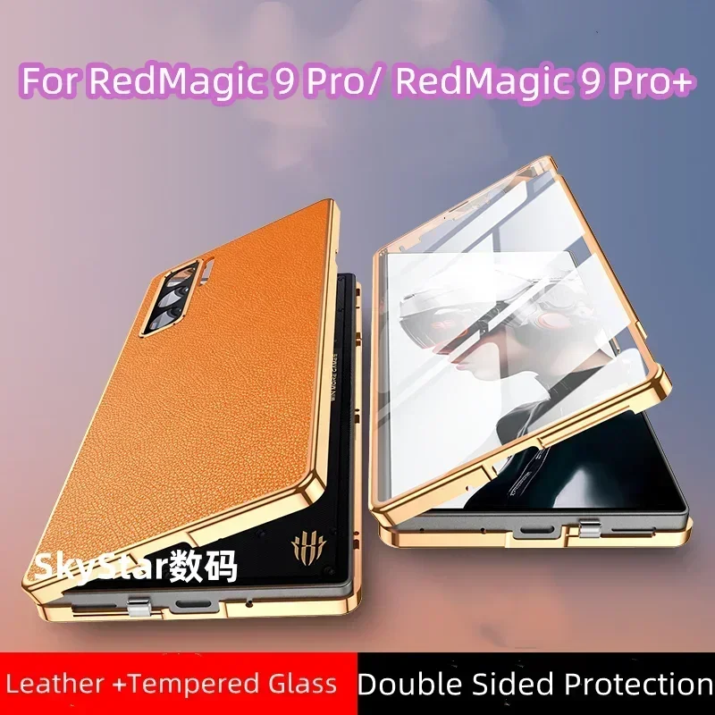 

Чехол для Red Magic 9S Pro Plus 360, кожаный чехол из закаленного стекла для RedMagic 9 Pro +, двухсторонний защитный бампер Funda