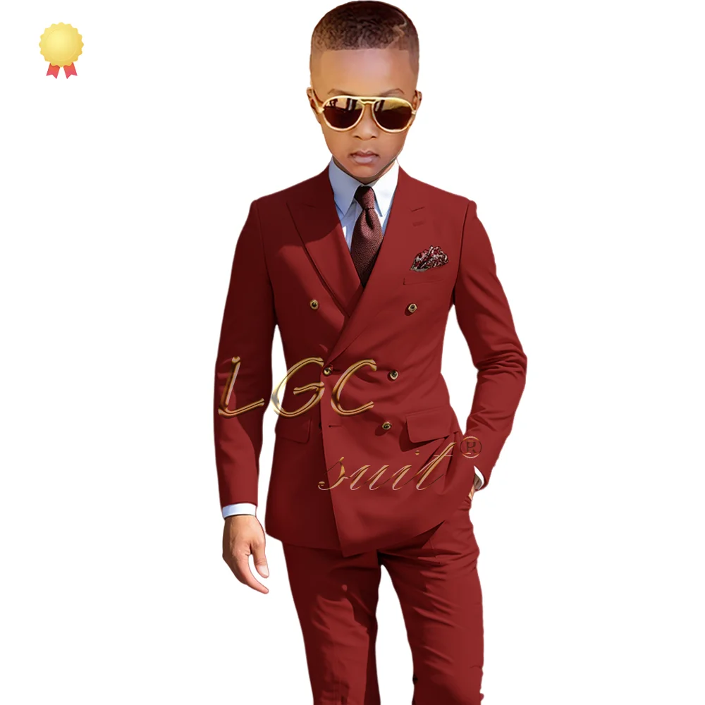 Boys double-breasted suit 2 piece suit, 2~16 years old children wedding party banquet birthday formal tuxedo custom suit