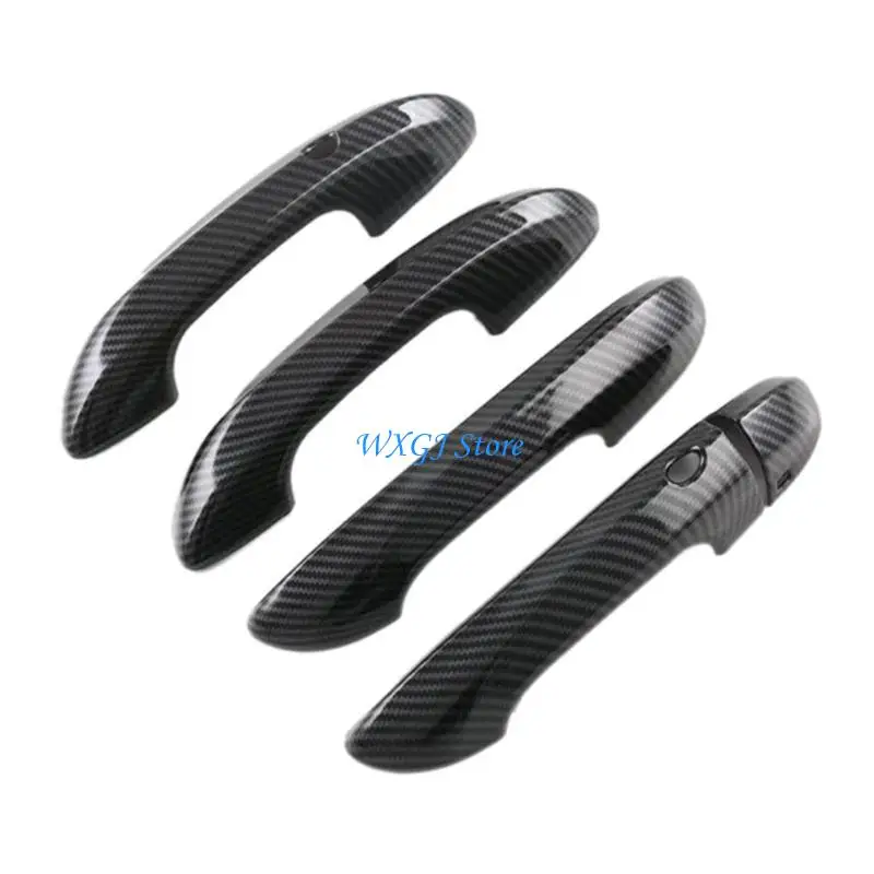 

37JE Carbon Fiber Outside Exterior Trim Decoration Compatible for MGMulan Front Rear Left Right Door Handle Frame Cover 4pcs