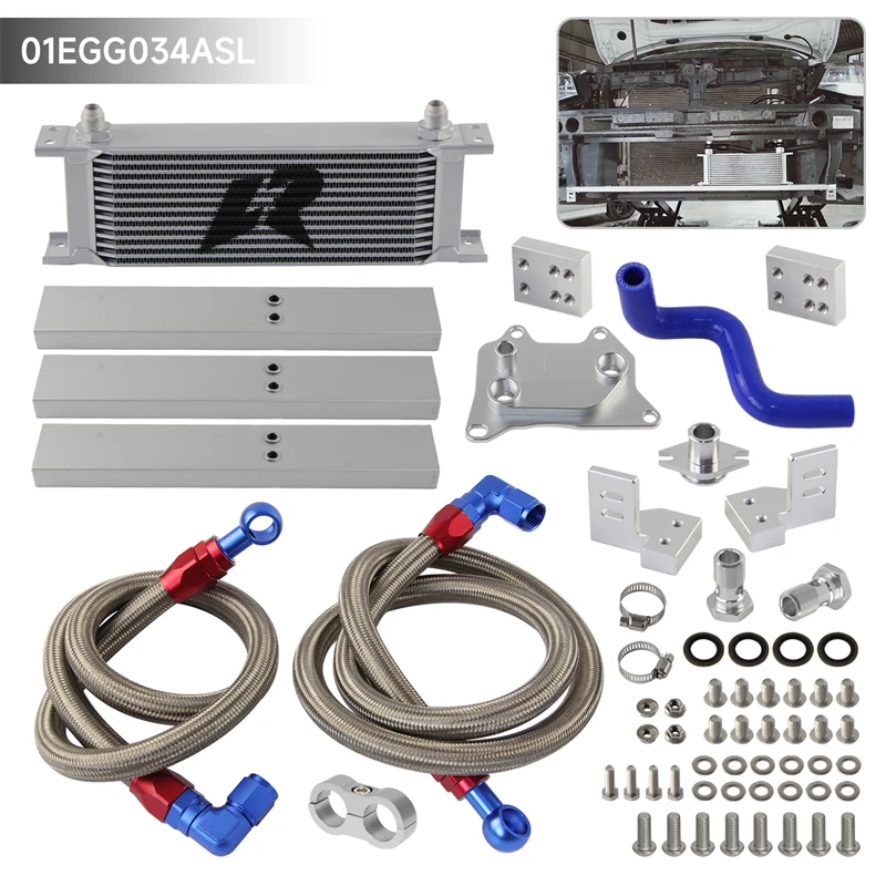 Aluminum AN8 8-AN Oil Cooler Kit 13 /16 Rows Gen.3 EA888 for VW Golf MK7 GTI/R VII 2.0L Audi A3/S3 8V Tiguan Skoda Octavia 2012+