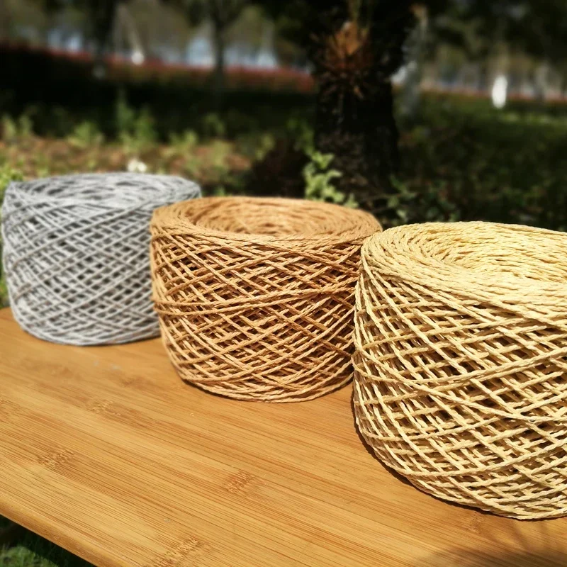 280m Raffia Yarn Paper Grass Cotton for Knitting and Crochet Diy Straw Hat Bag Slippers Weave medium thick Thread summer 150g