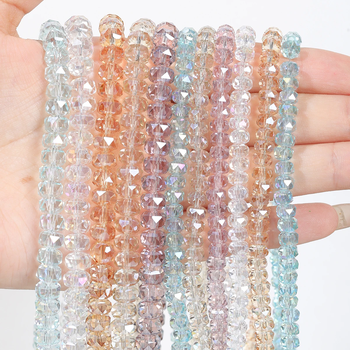 10 Pcs/lot Sparkling Crystal Glass Rondelle Beads Faceted Glass Spacer Beads for Jewelry Making Diy Bracelet Necklace Accessory