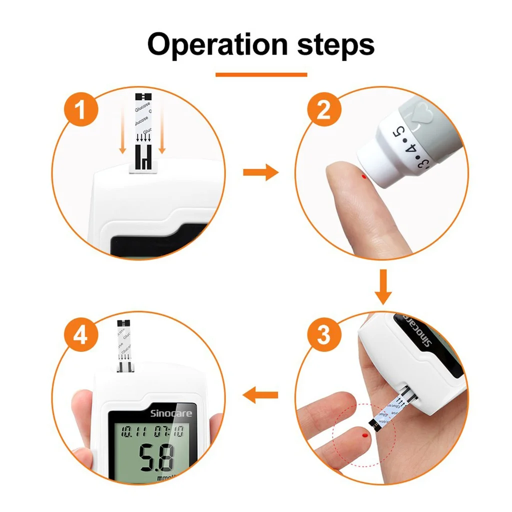 [50/100/200/300/400/500pcs] Sannuo Sinocare Blood Glucose Test Strips & Lancets for GA-3 Glucometer (No monitor)