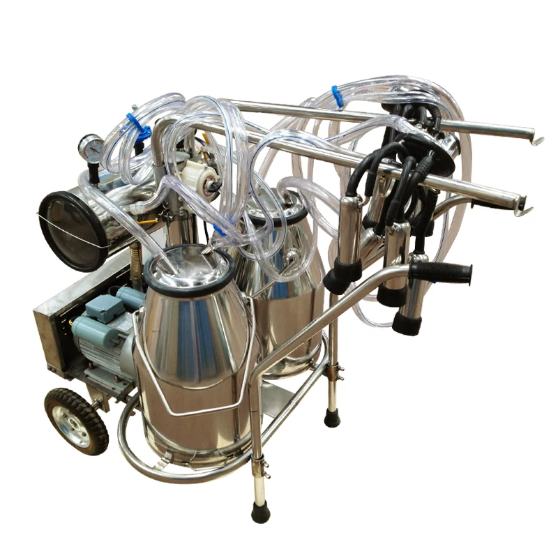 Double Bucket Vacuum Pump Portable Milking Machine For Cow/Goat Milking For Sale