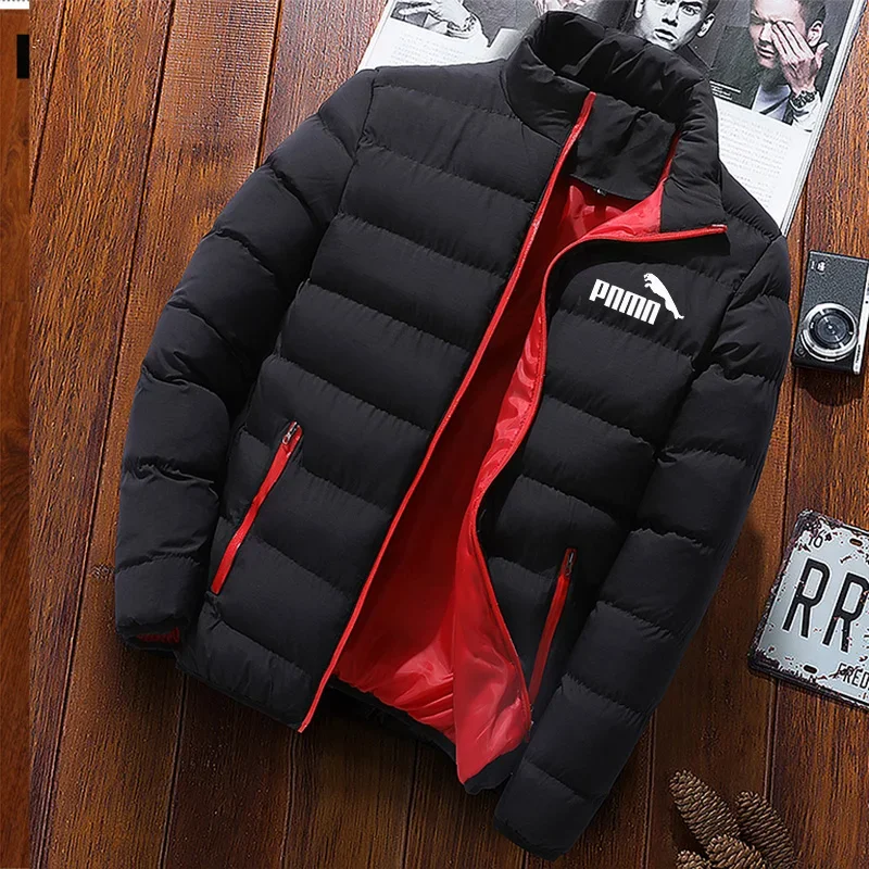 2024 Men's Versatile Casual Wear New Warm Parka Winter Casual Men's Coat Solid Standing Collar Men's Windproof Cotton Jacket