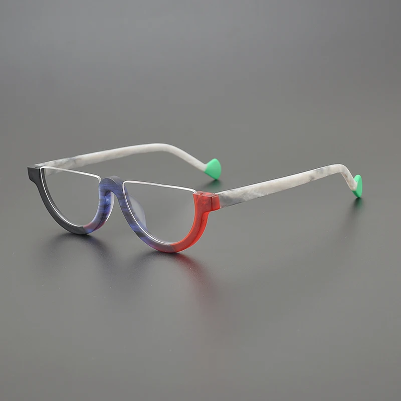 Frosted textured semi-round glasses frame men\'s and women\'s fashion acetate optical frames Luxury brand prescription glasses
