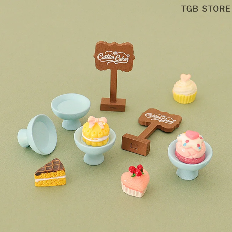3 개/대 미니 디저트 팬 케이크 스탠드 과일 트레이 모델 귀여운 미니어처 음식 장난감 인형 집 인형 주방 액세서리