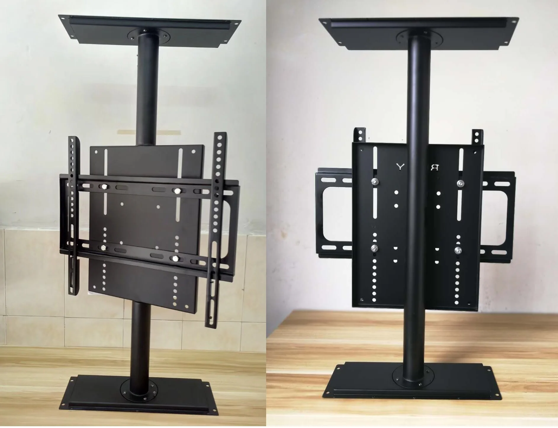 360° Rotating TV Cabinet Stand Heavy Duty Height Adjustable 80-100cm for 26-72" TVs Partition Wall Cold Rolled Steel
