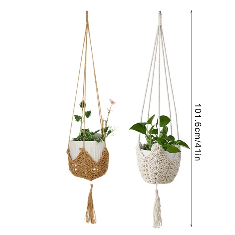 Porte-plantes suspendus d'intérieur, corde tissée à main, support Pots fleurs