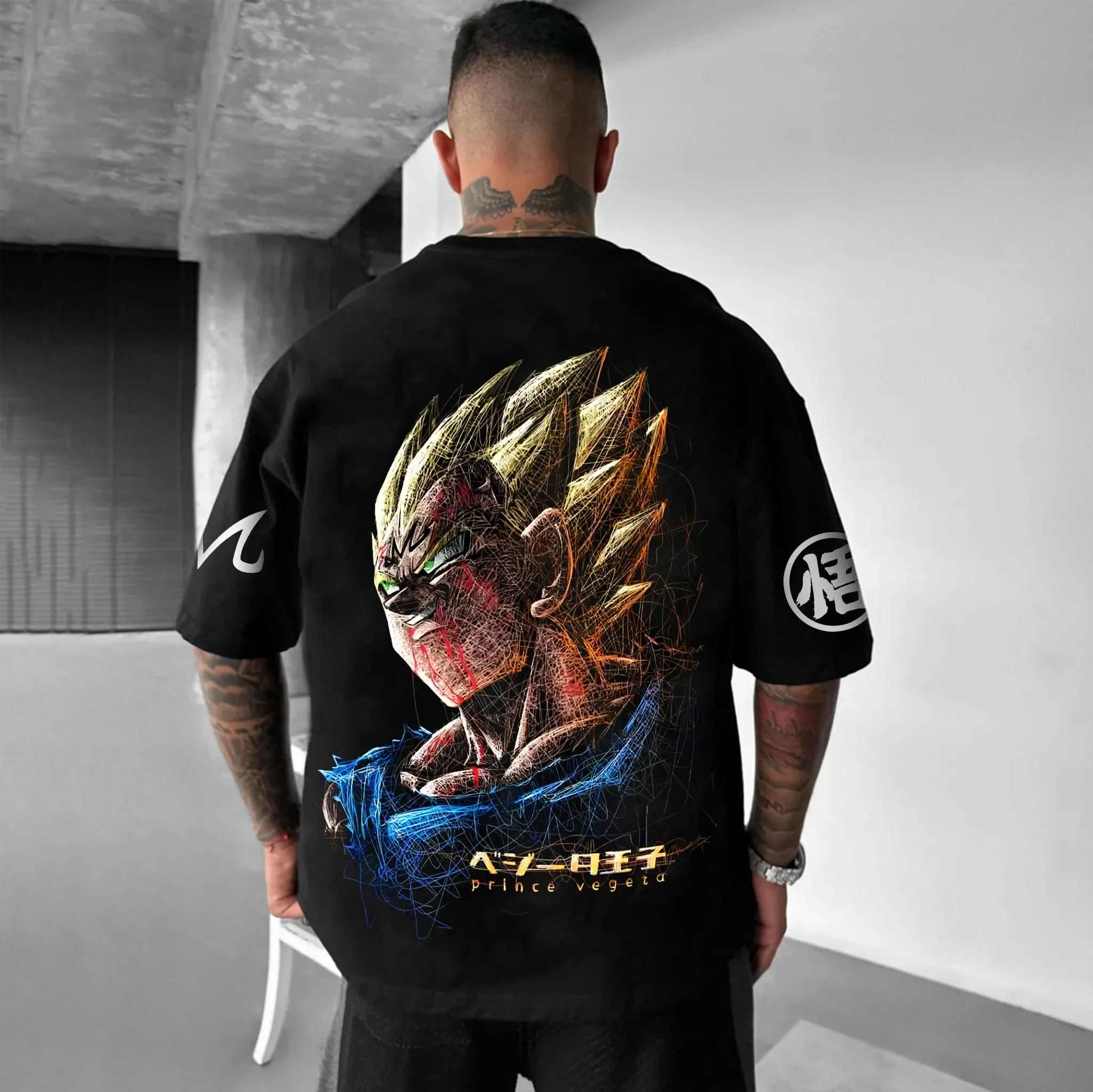 Kaos Oblong Katun Lengan Pendek Motif Dragon Ball Goku, Model Longgar Amerika untuk Pria dan Wanita, Bahan Bernapas untuk Olahraga Musim Panas