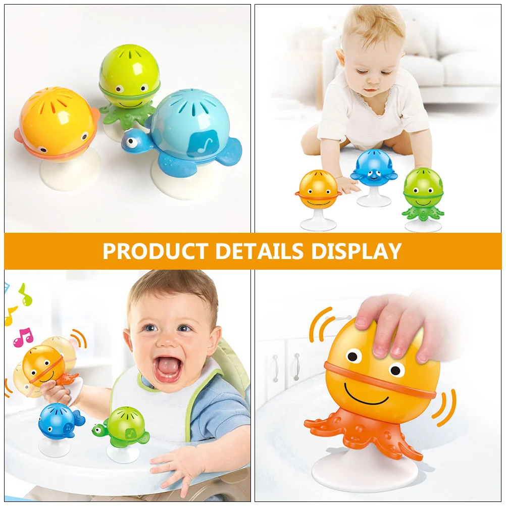 3 ชิ้น Bell ของเล่นเสียงสถานที่เกลียวทารก Abs Baby Feeding Helper เด็กวัยหัดเดินสัตว์ตกแต่ง