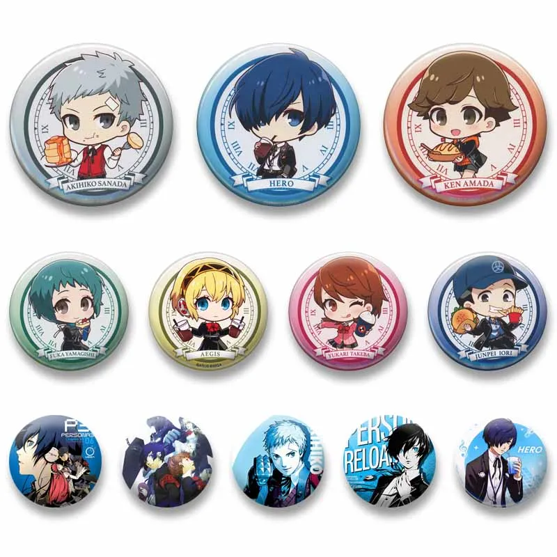 Pin de joyería con icono de dibujos animados de Persona 3: Makoto, Yuki, Aigis, Shinjiro, Akihiko, Sanada, para bolsos, zapatos, sombreros y accesorios