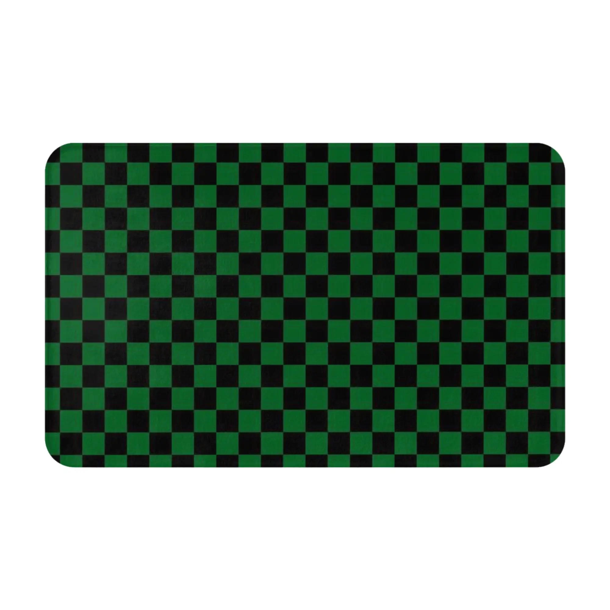 Green Black Checkered Plaid Pattern Anti-Slip Mat Bath  Absorbent Doormat Home Decor