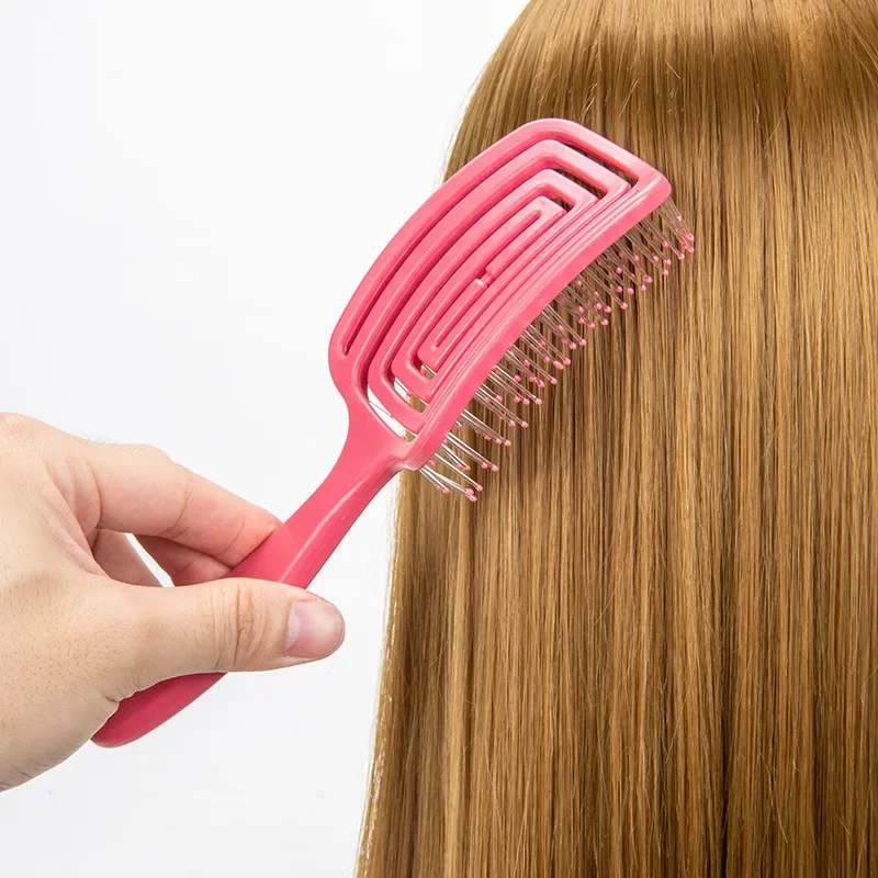 Massage curved comb back-shaped hollow comb dry and wet dual-purpose straight hair comb, easy to comb long hair without knots