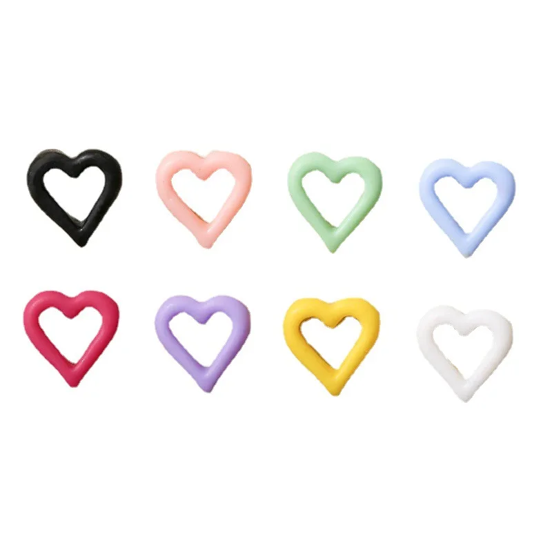 50PCS 8MM 3D Hollow Love Heart Nail Art Charms Frame Accessories Parts For Manicure Decor Nails Decoration Supplies Material