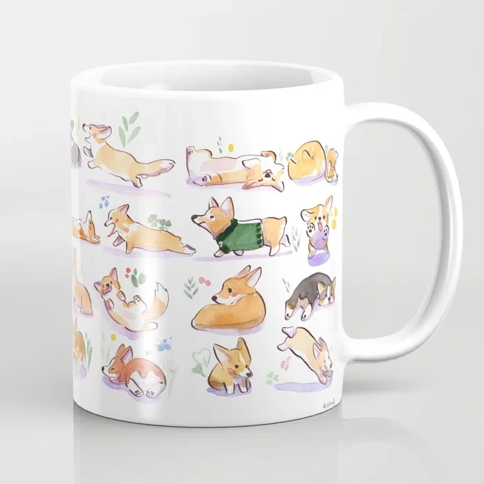 Cute Corgi Mug Home Coffee Mug 350ml Creative Ceramic Milk Cup Gift For Corgi lover