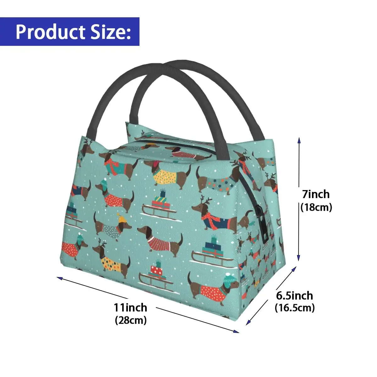 Couple Dachshund Dog Lunch Bag Puppy Sledge Kawaii Lunch Box For Women Travel Portable Cooler Bag Graphic Thermal Tote Handbags