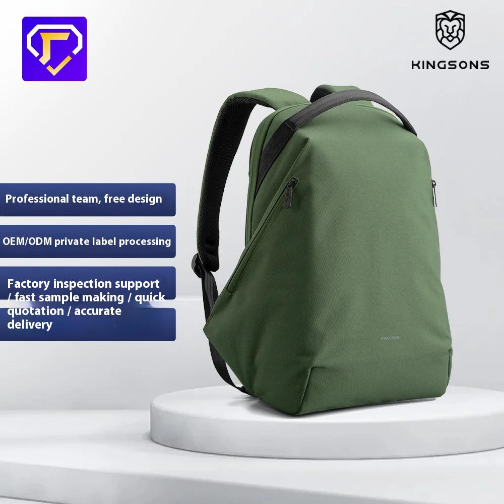 Kingsons 2025 Nuovo zaino in poliestere riciclato per uomo donna Zaino da viaggio impermeabile per laptop da 15,6 pollici con porta di ricarica USB-A