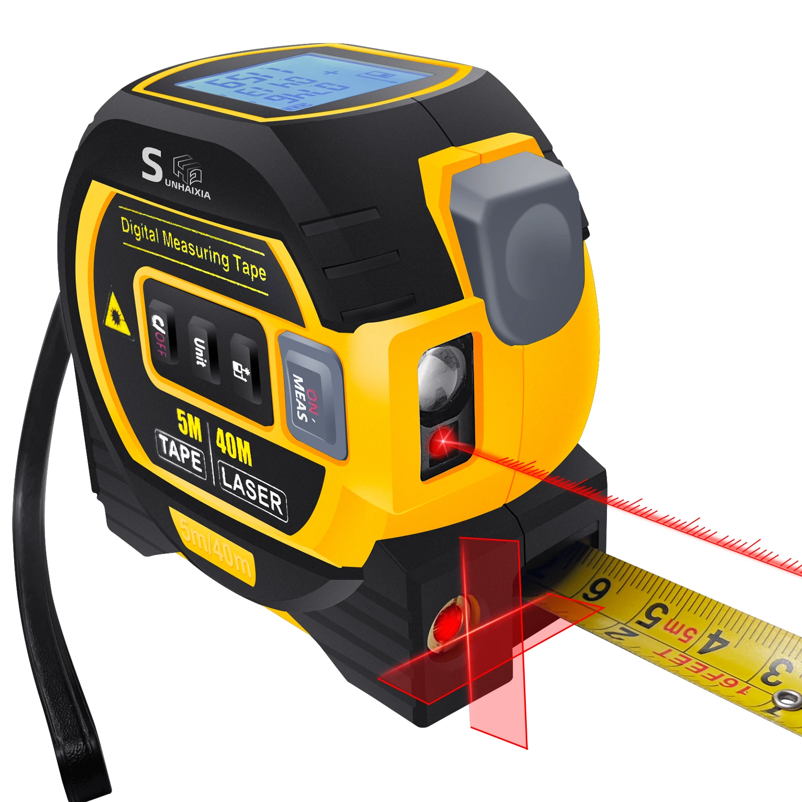 HAIZHIHUI 3in1tape measure Digital Laser Distance Meters inear laser and cross laser for measuring a wide Laser tape measure