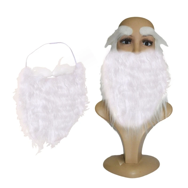 White Fake Beard Funny Santa Beard Cosplay Costume Christmas Santa Clause Beard Costume Accessories for Kids and Adults