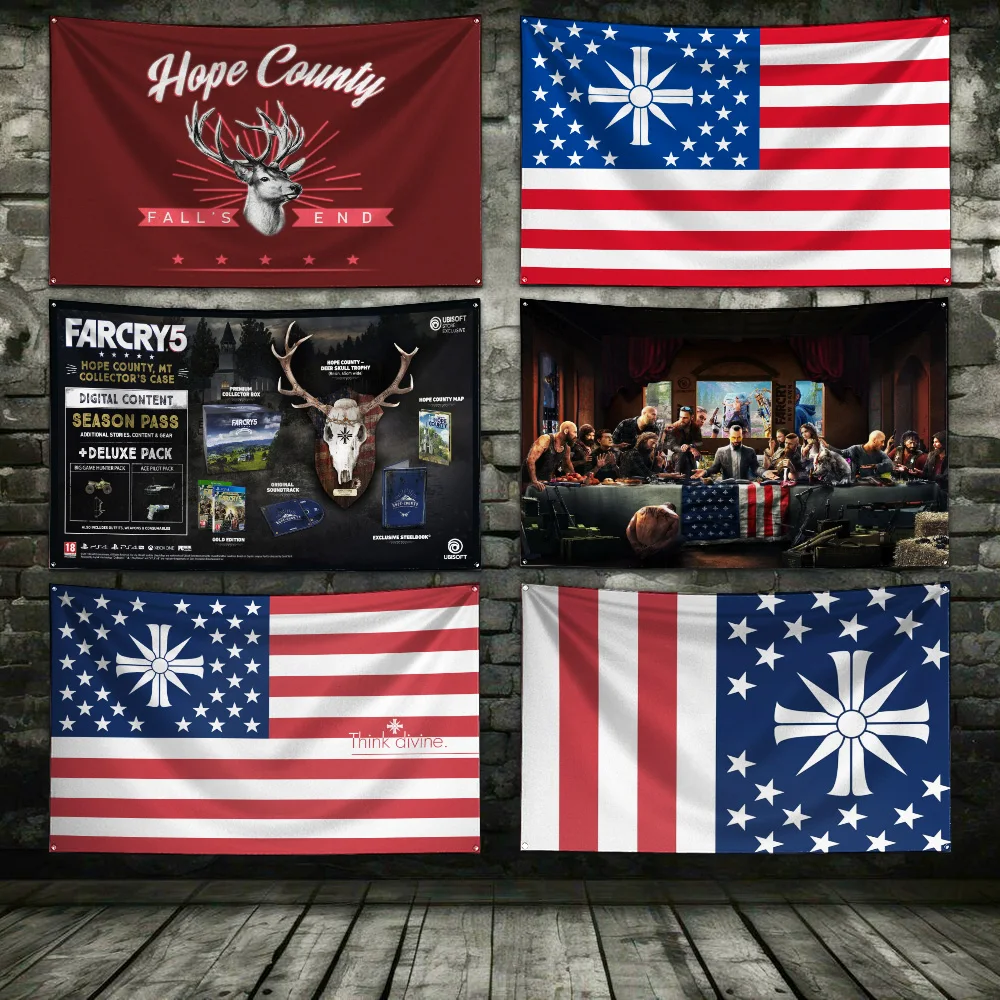 3x5 Ft Far Cry 5 Hope Country Flag Polyester Digital Printing Banner for Garage Wall Art Out Door Decoration With Brass Grommets