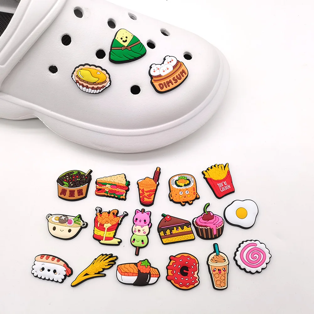 Hot 1-20pcs Lovely Food Drink Shoe Charms Cartoon PVC Clogs Shoe Aceessories Sandals Decorate Kids Girls Gifts