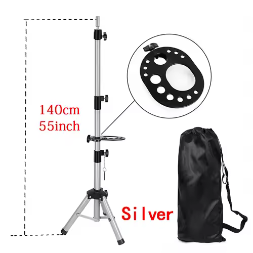 55Inch Mannequin Head Stand Adjustable Heavy Duty Wig Stand Tripod For Cosmetology Hairdressing Training Head Stand With Tray - Image 15