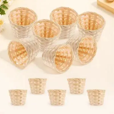 

12Pcs Small Storage Basket Desktop Wooden Woven Organizer for Home Office Bedroom Corridor Fruits Snacks Decorative Household