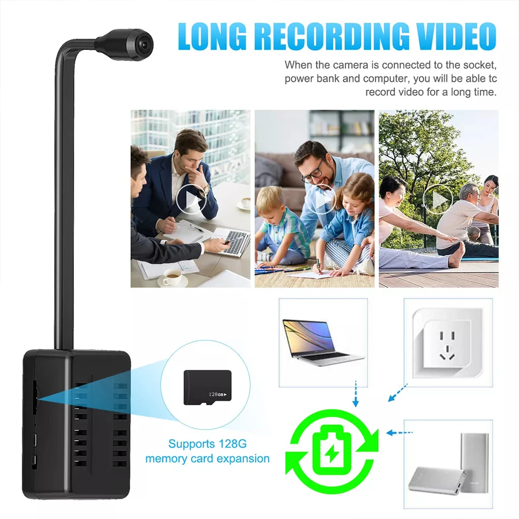 

1080P HD WiFi Wireless Cam Flexible Lens Mini Camera Video Recorder Security Protection Remote Surveillance Sensor Alarm Push