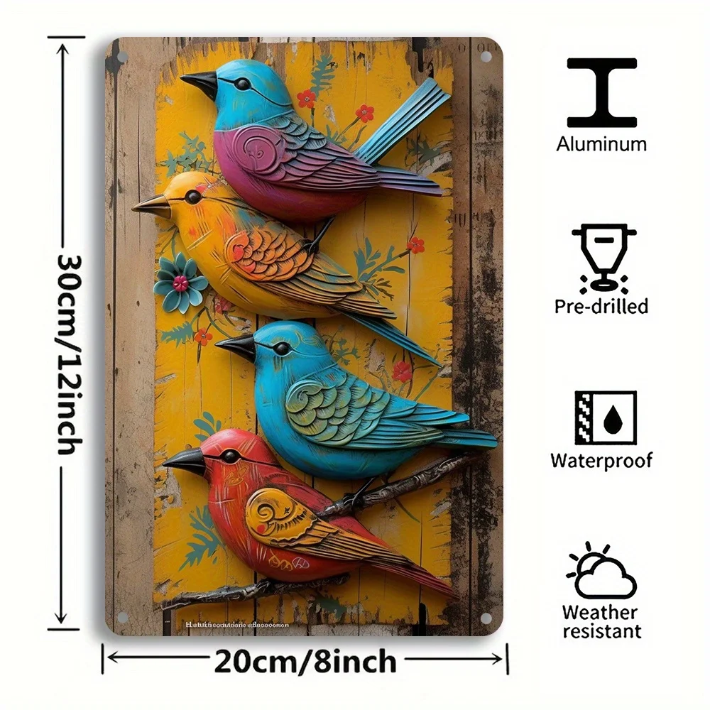 Arte de pared de Metal con pájaros de acuarela de estilo Vintage, artesanía de hierro, decoración colgante reutilizable, adecuada para el hogar y el jardín, regalos ideales