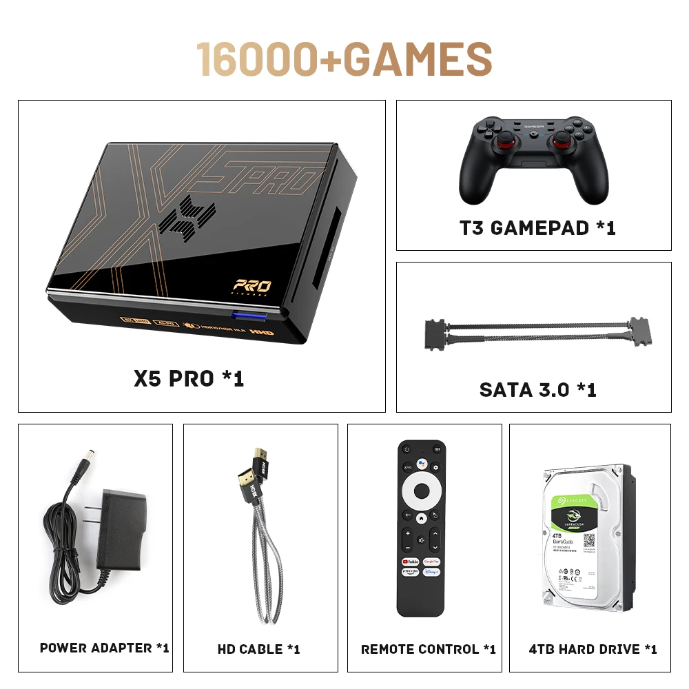 جديد! Kinhank Super Console X5 PRO Retro Video Game Consoles التوصيل والتشغيل 4T مع 16000 لعبة لـ PS2/WII/SS/DC/N64 Android 12