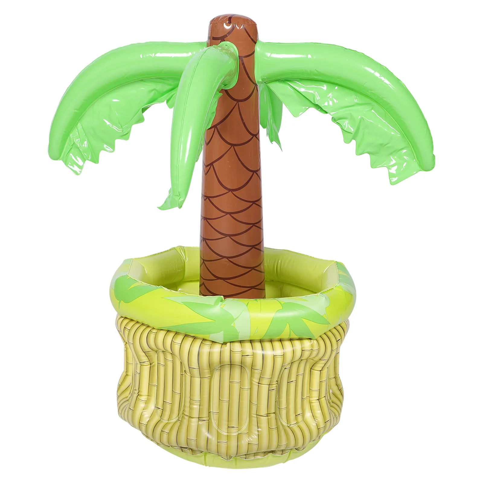Tropical Coconut Palm Inflatable Ice Bucket Summer Pool Party Beach Decor Portable Lightweight Foldable Cooler for Drinks Ice