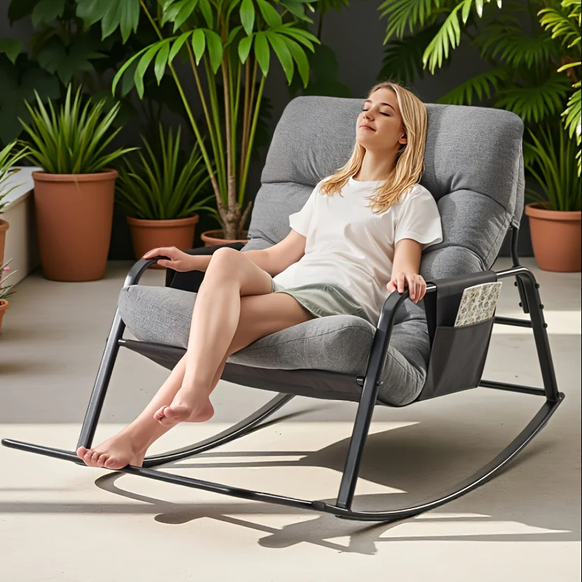 Oversized chair(1-piece/2-piece pack available),Outdoor patio rocking chair,Casual egg.Comfortable reading chair with cushions,