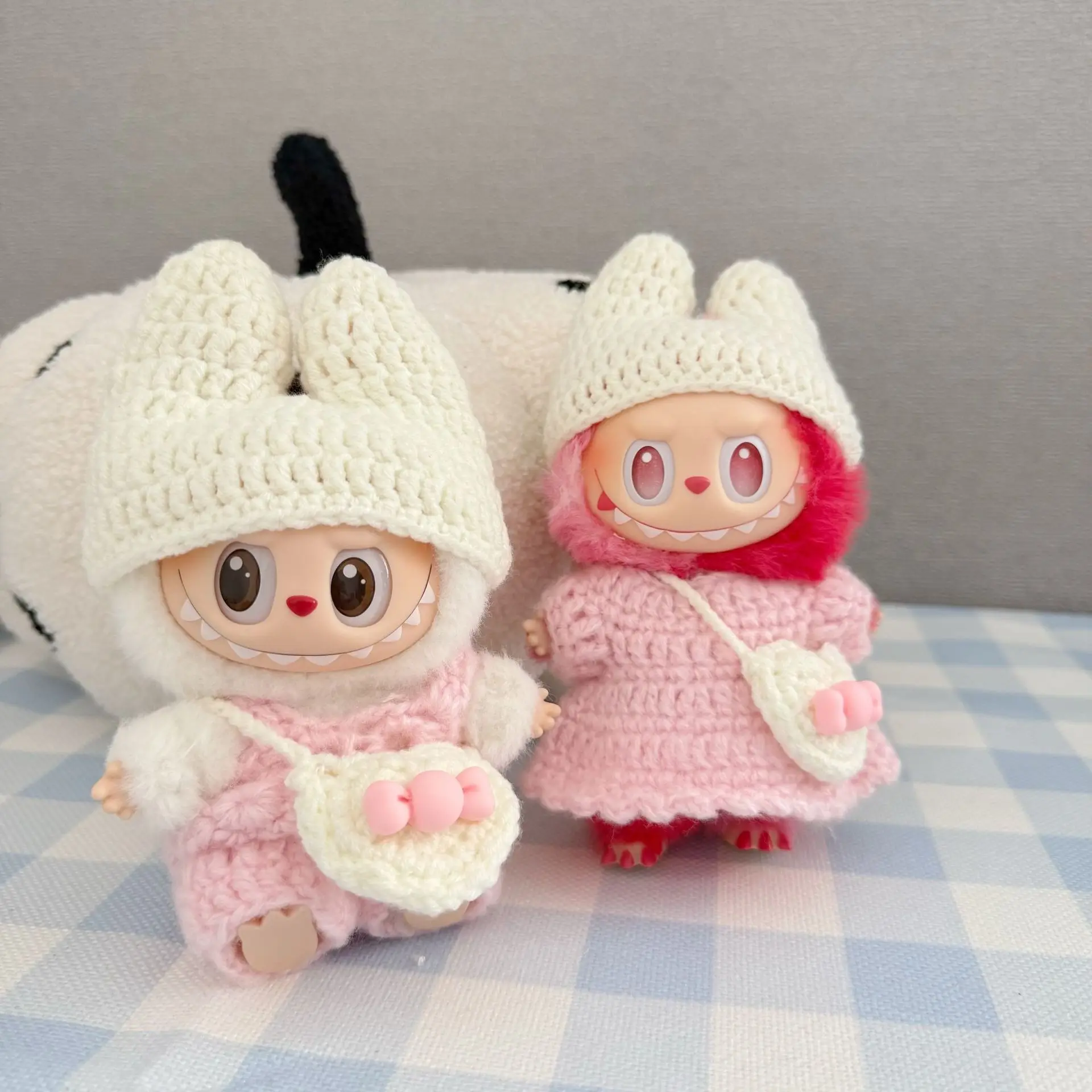 

Clothes For 1st - 3rd Gen 15/17cm Labubu Dolls Sweet Girly - Style Handmade Set featuring Cute Lamb - Inspired Dress & Overall