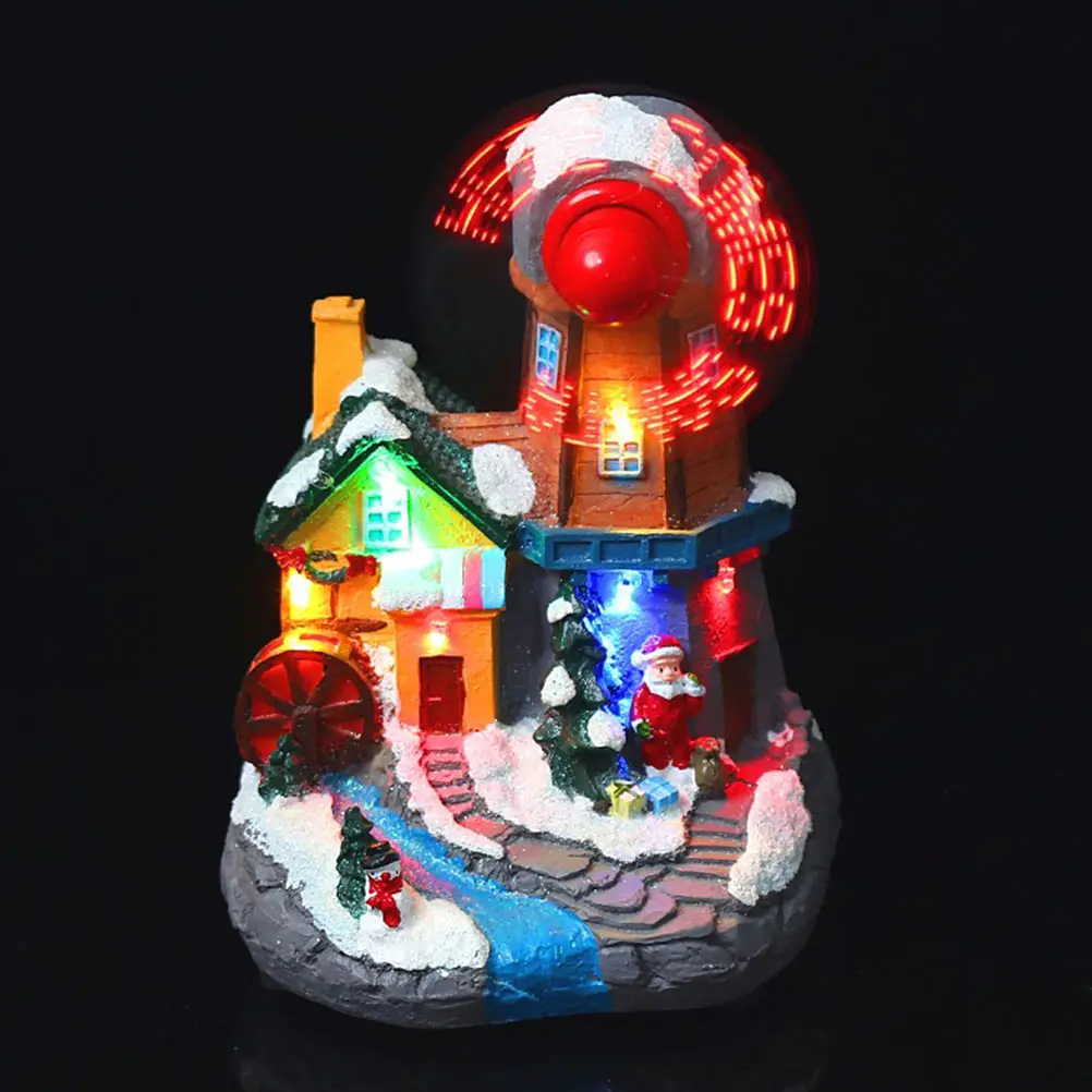 

Music House Decoration naments Mini Xmas Adornment LED Desktop Decor Crafts Tabletop Resin Christmas Party Home Festive Luminous