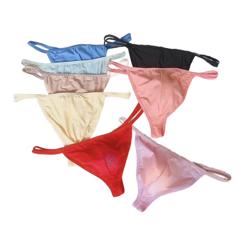 

Мужские трусы-стринги из ледяного шелка, 1 шт., прозрачные, с U-образным выпуклым карманом, дышащие, эластичные, мужское нижнее белье