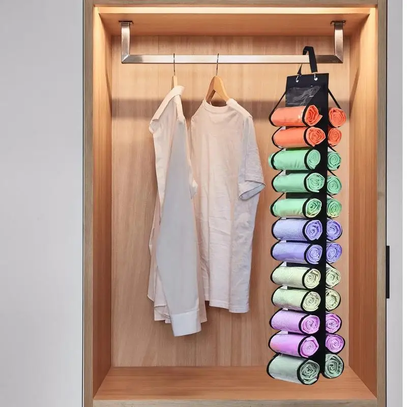 Legging Storage Pants Closet Organizer Double-sided Space Saver Bags Over The Door Legging Storage Hanger 24 Pockets Shirts