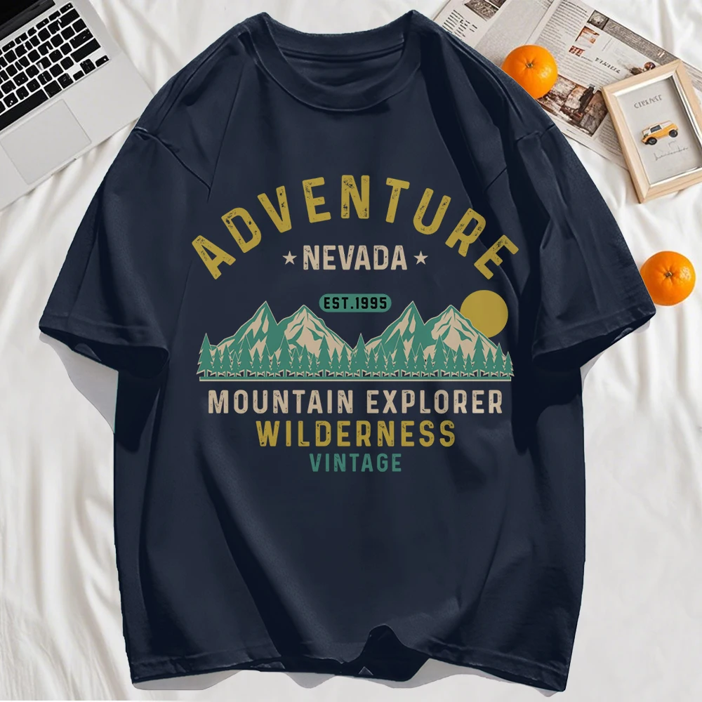 Abenteuer Nevada Berg Druck Herren T Shirts Hip Hop Sommer T-Shirt Casual All-Match Kleidung Fashions Lose Baumwolle Sportswear
