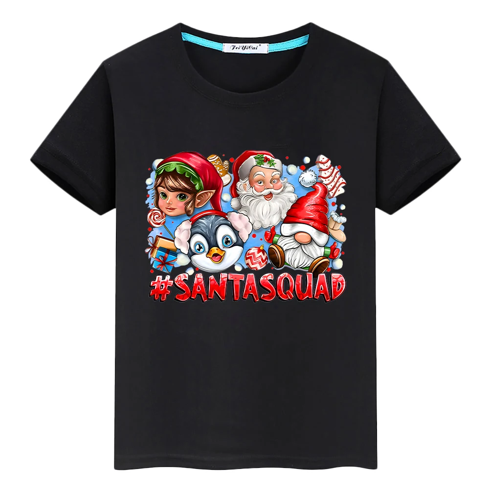 

Merry Christmas print t shirt for kids boy 10years anime Short y2k one piece Santa Claus 100%Cotton Tops Cute Tees girls clothes