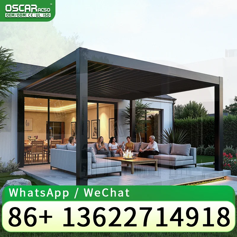 Bioclimatic Electrical Lamelle Terrace Pergolas for Outdoor Use with Retractable Roof pergola