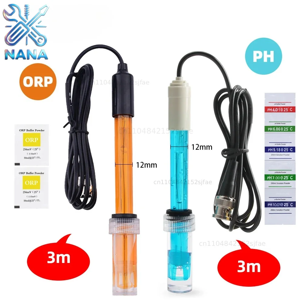 PH ORP Replacement Probe With BNC Interface 300cm Cable 0-14 PH Q9 Probe Controller Oxidation-Reduction Potential Sensor