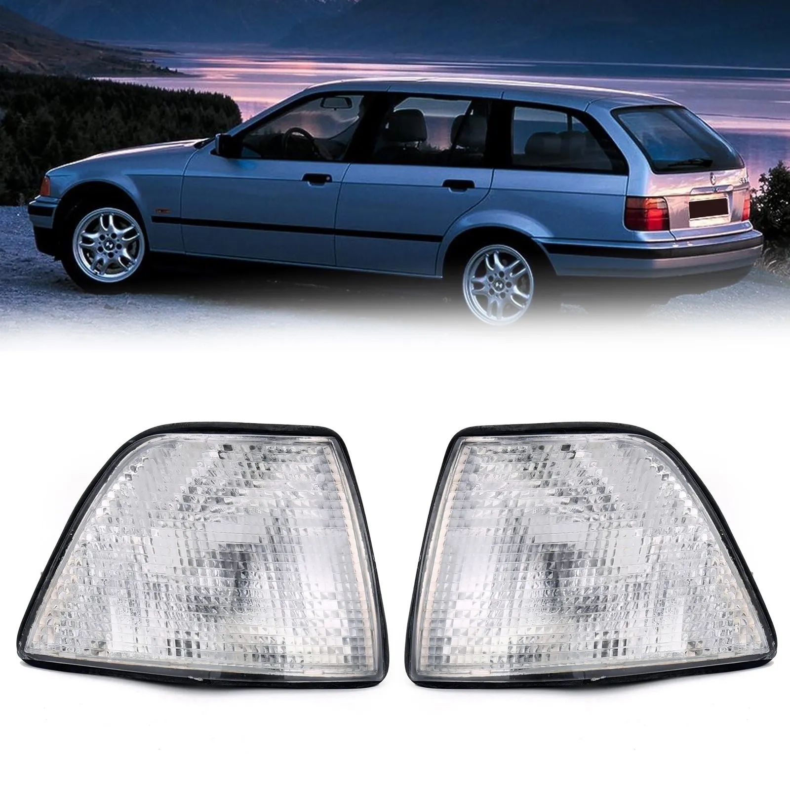 

Угловые фары Areyourshop для BMW E36, 3 серии, 4Dr, седан/хэтчбек, 1992-1998, янтарно-белые автомобильные аксессуары