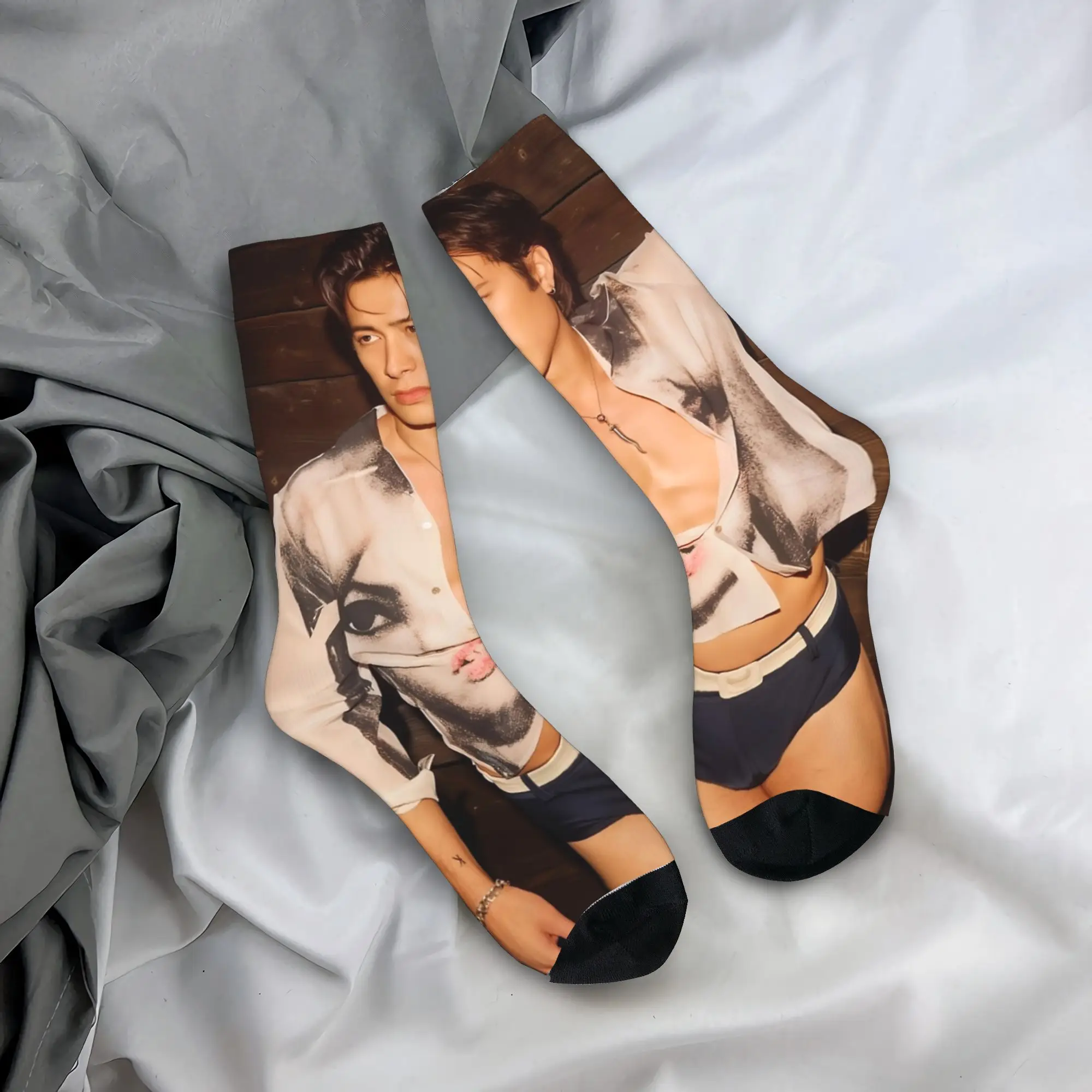 

Happy Funny Men's Socks Casual Hudson Williams Sock Polyester High Quality Women Stockings Spring Summer Autumn Winter
