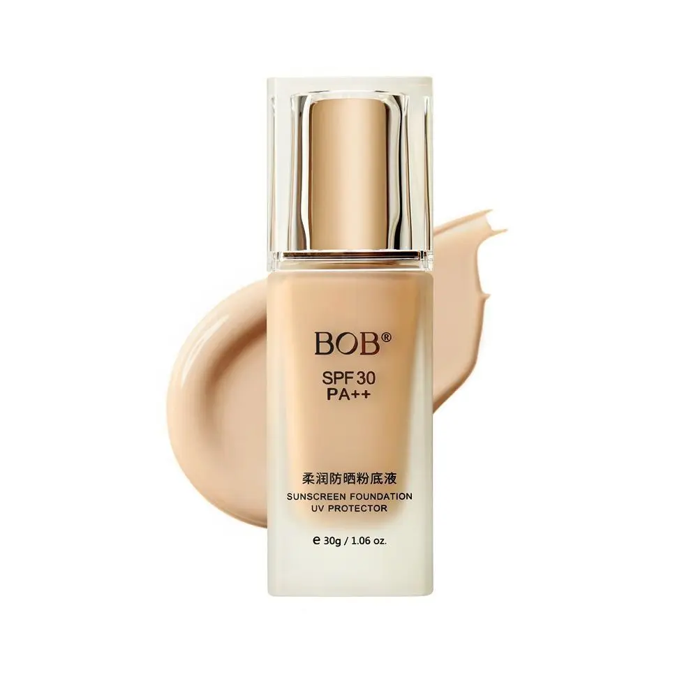 Niet-pluizende lichtgewicht vloeibare foundation Transpiratie 30 ml volume Gezichtscontour Vloeistof Natuurlijk zonnebrandcrème Gezichtsbasiscrème