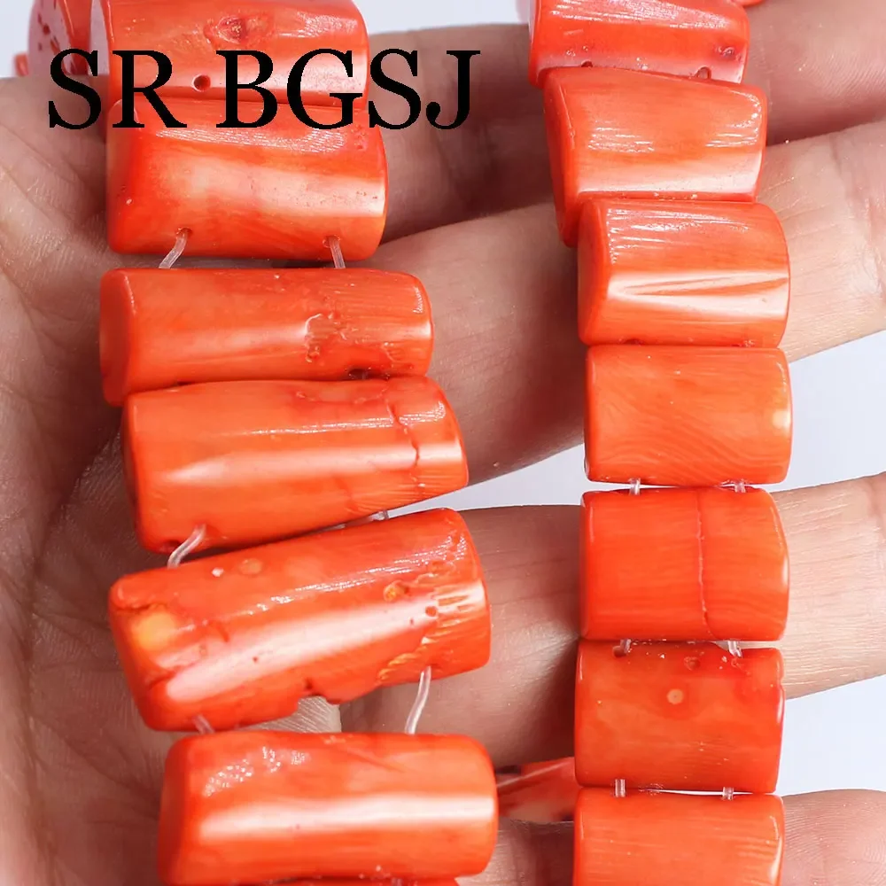 2- Hole Half Column Tube Sea Bamboo Coral Loose Jewelry Making Accessories Spacer Beads Strand 15