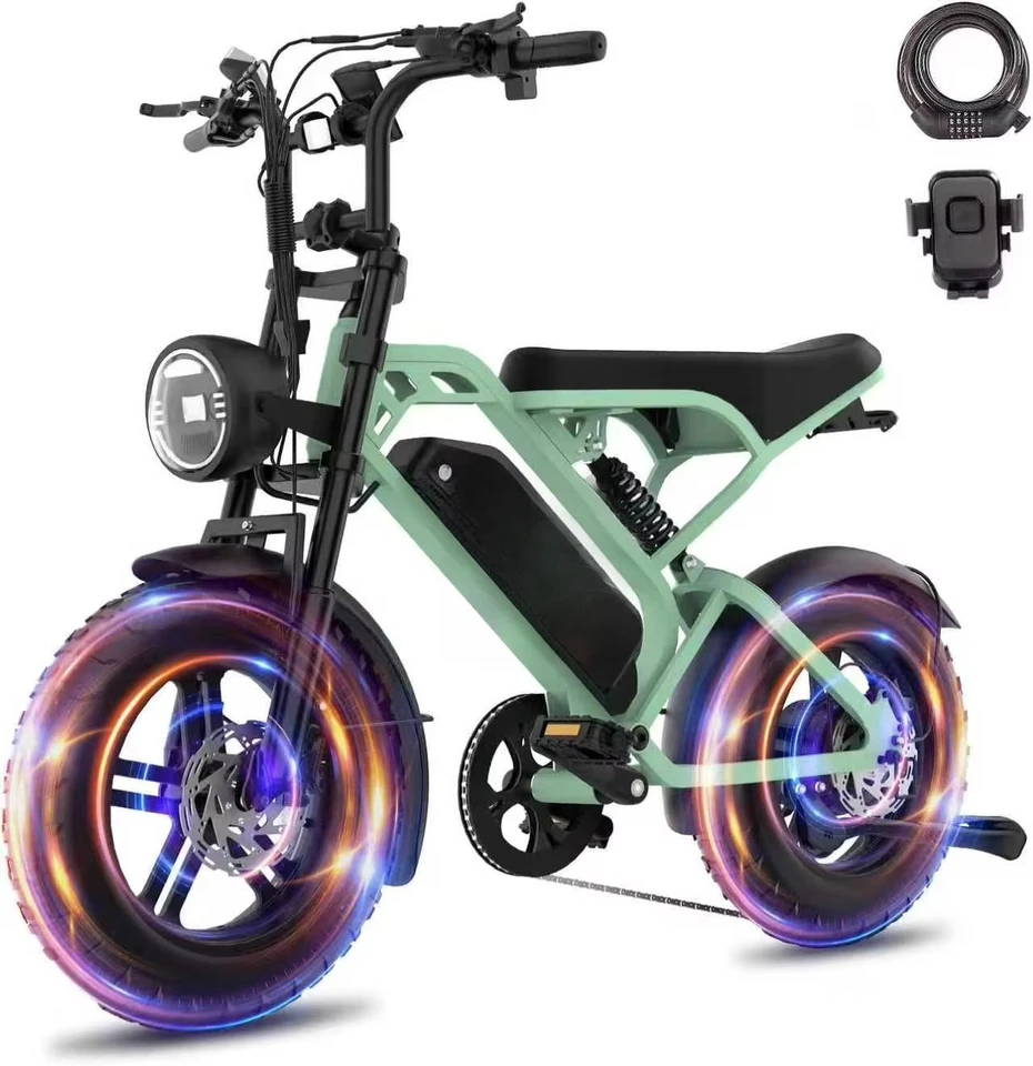 Ebike Full Suspension Children's E Offroad Dirt Fat Tire Cross Bike Kids Electric Mini Portable Bicycle