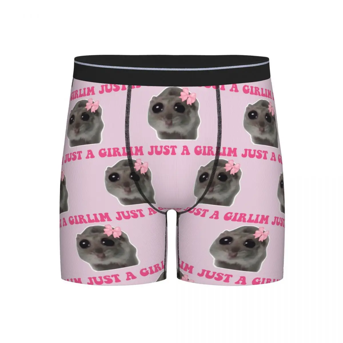 

Long Boxer Underpants Shorts Sad Hamster Im Just A Girl Panties Male Ventilate Underwear for Homme Man Boyfriend Gifts